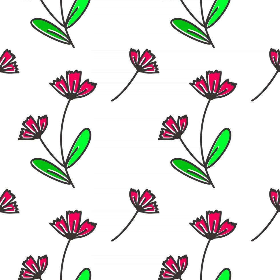 red wild flower floral seamless pattern for background, textile, print vector