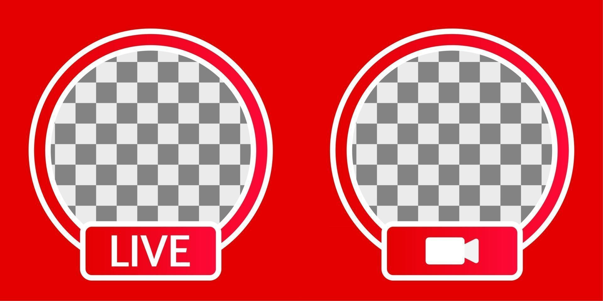 red live streaming badge or frame for social media webinar, video live, education and more vector