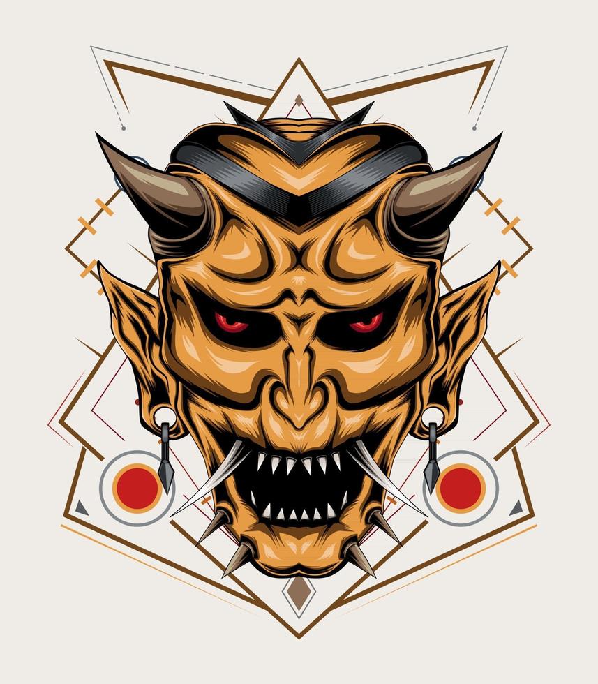 ilustración de hanya. plantilla de diseño de vector de cabeza de diablo