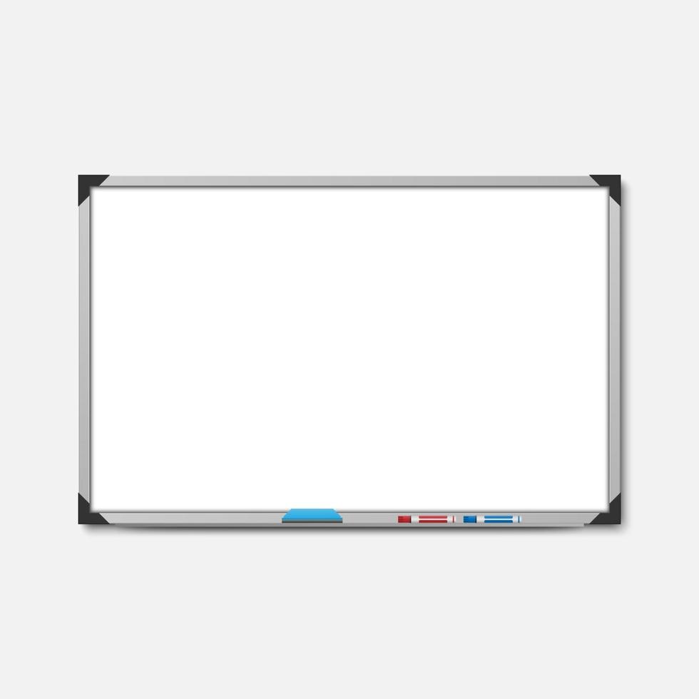 Empty white marker board on white background, vector illustration