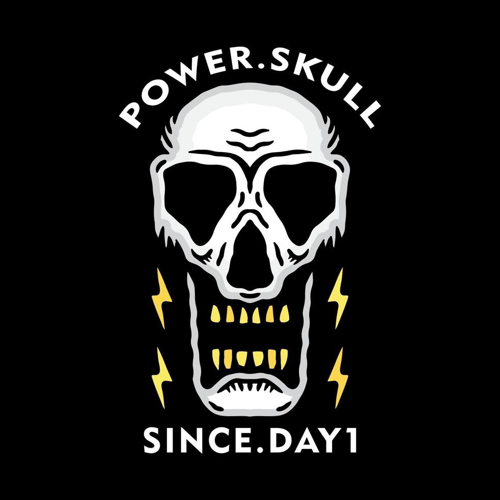 power skull design graphic for t-shirt and apparel vector