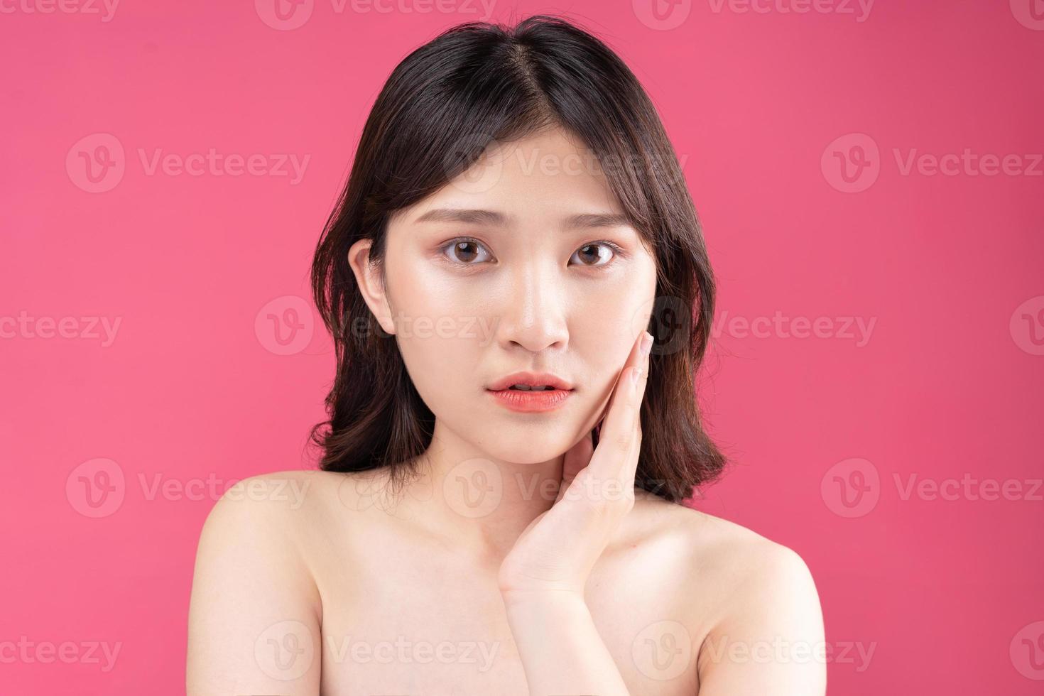 Asian woman has white and smooth skin photo