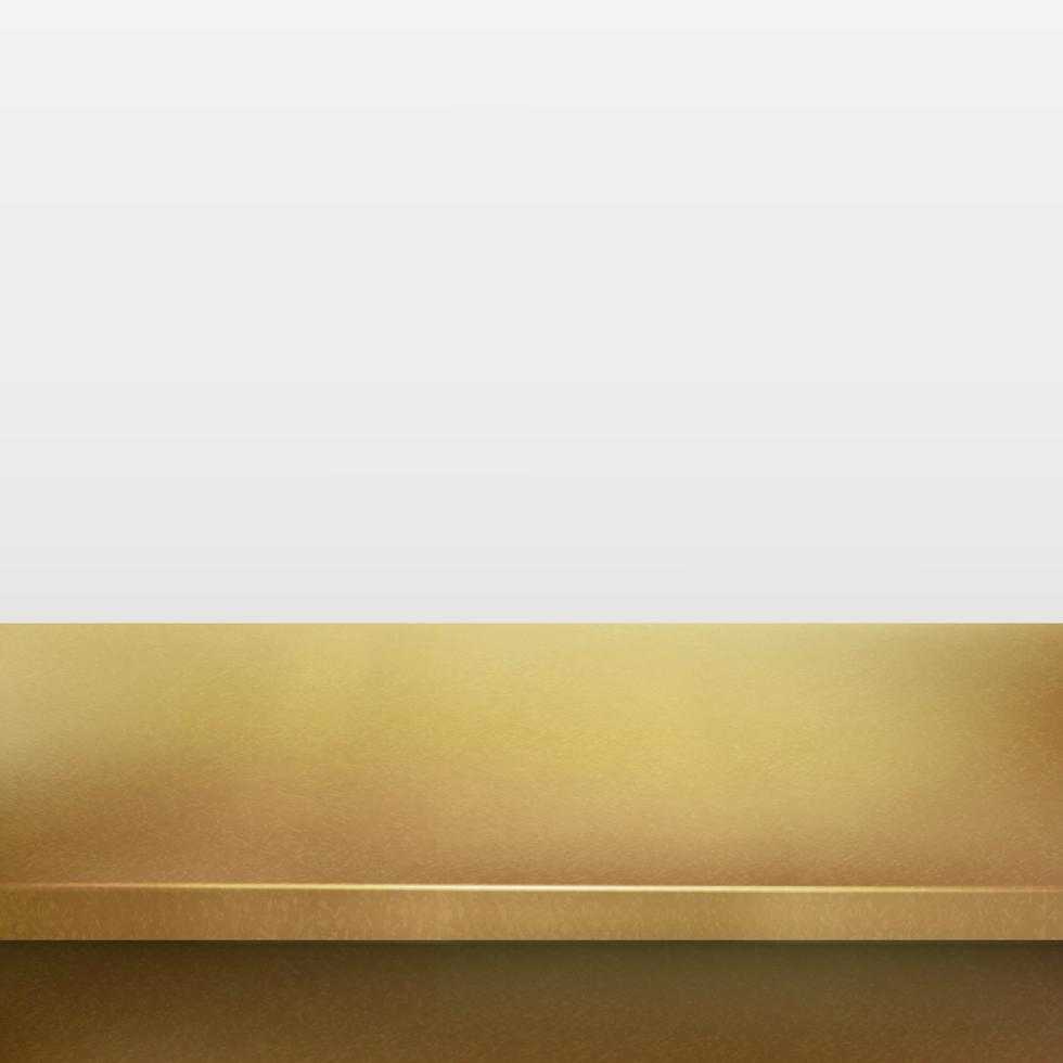 Metal gold table top, white background - Vector