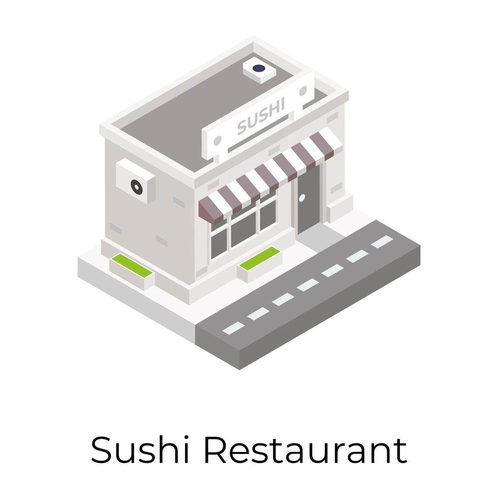 edificio de restaurante de sushi vector