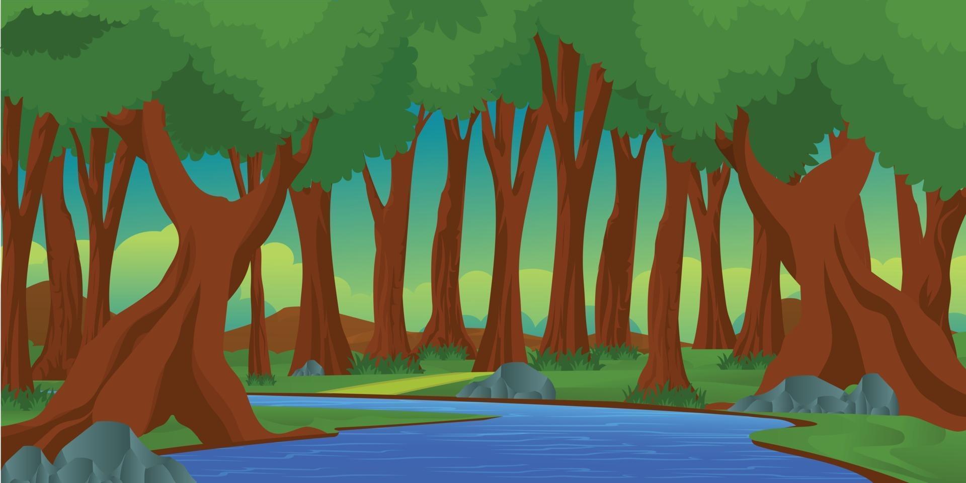 hermoso bosque río vector