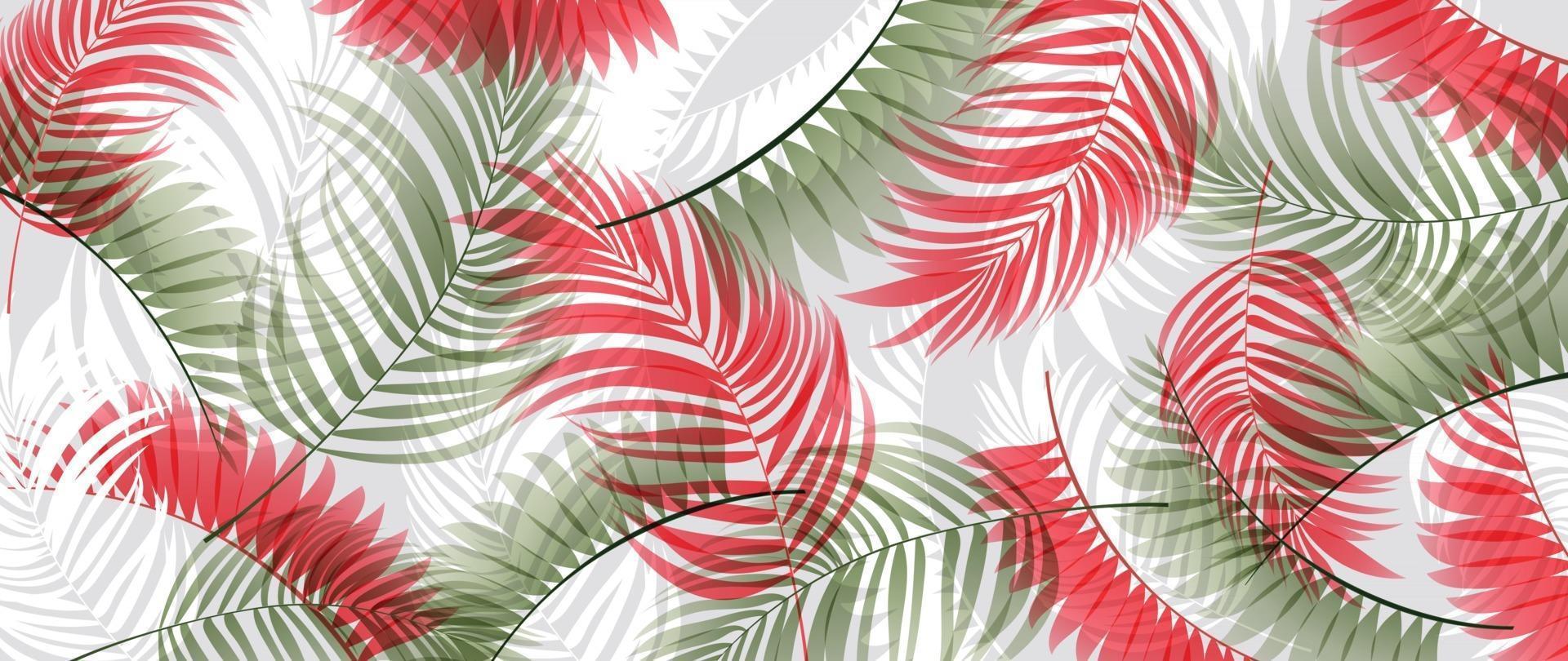 vector de fondo de hojas tropicales de arte abstracto. diseño de papel tapiz con textura de arte de acuarela de hojas de palmera, hojas de la selva, hoja de monstera, patrón floral botánico exótico.