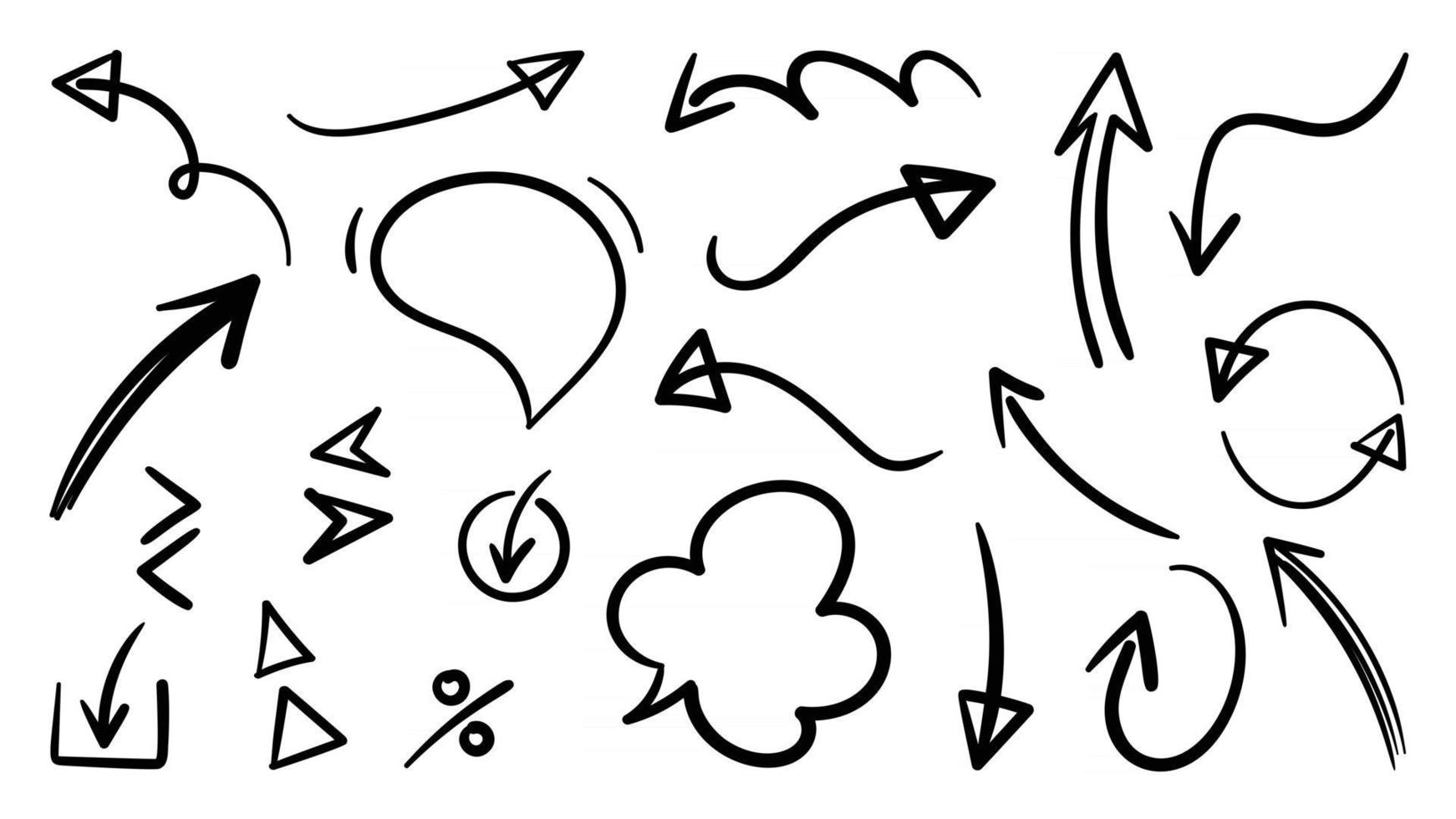 Hand drawn arrow vector icons set. sketch arrow design for business plan and education.