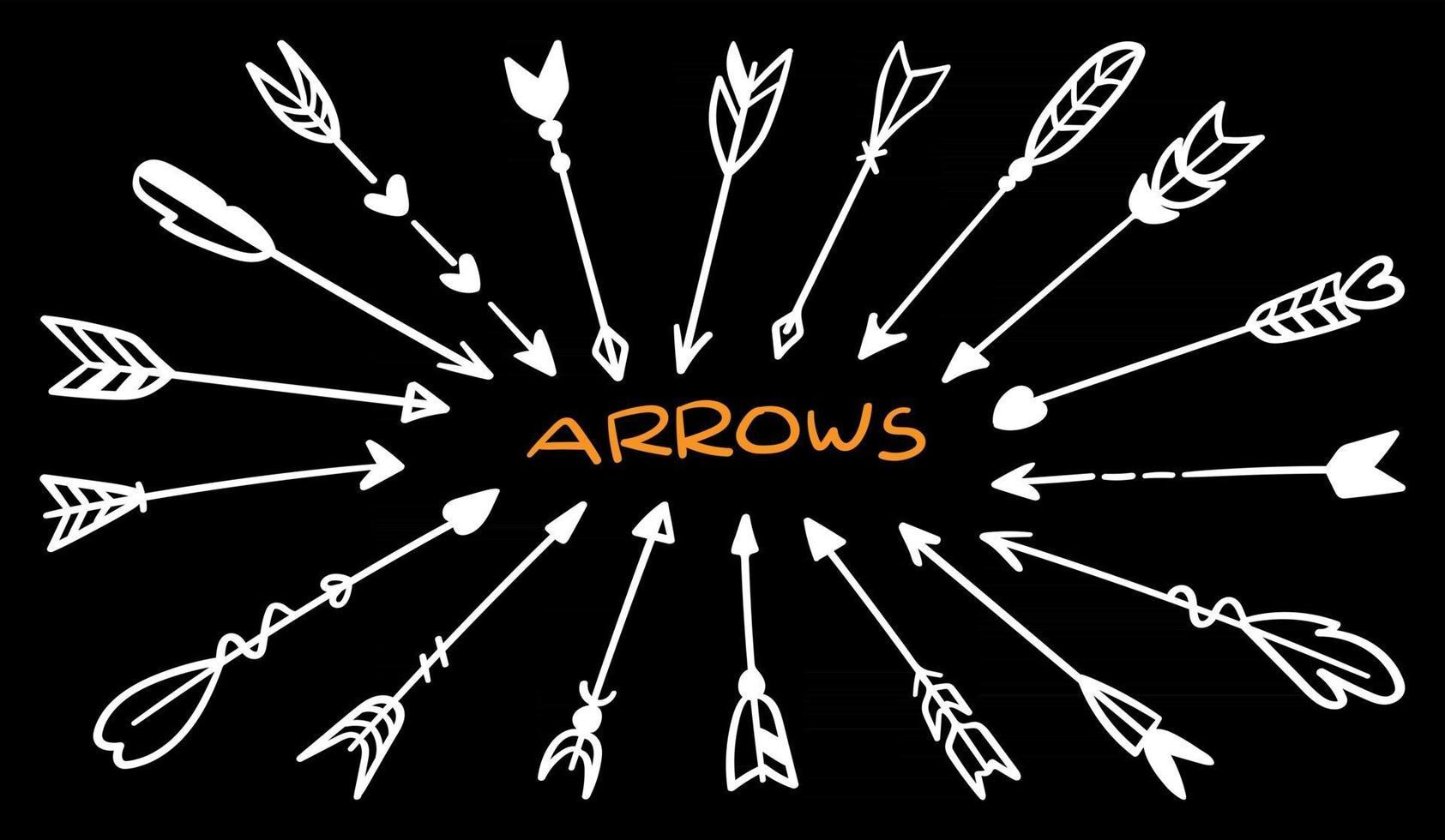 Hand drawn arrow vector icons set. sketch arrow design for business plan and education.