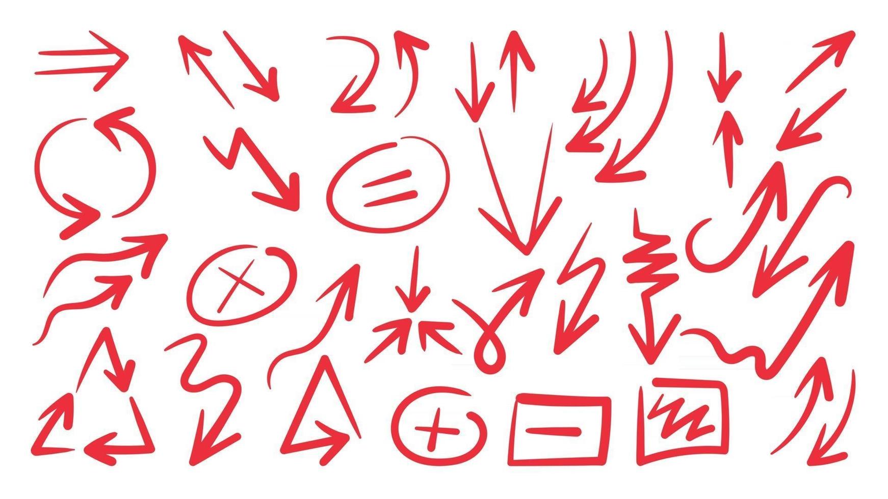 Red arrows design vector.  Doodle Marker hand drawn shapes vector illustration.