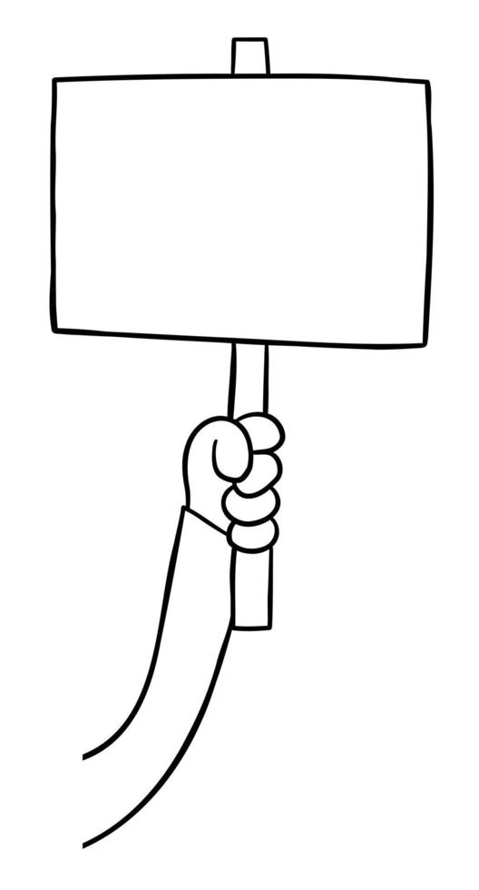 Cartoon Vector Illustration of Protester Holding Sign