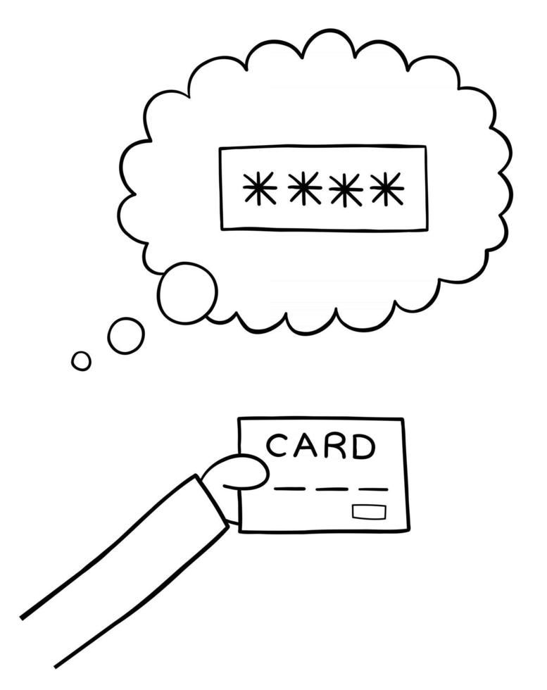 Cartoon Vector Illustration of Forget Credit Card Password