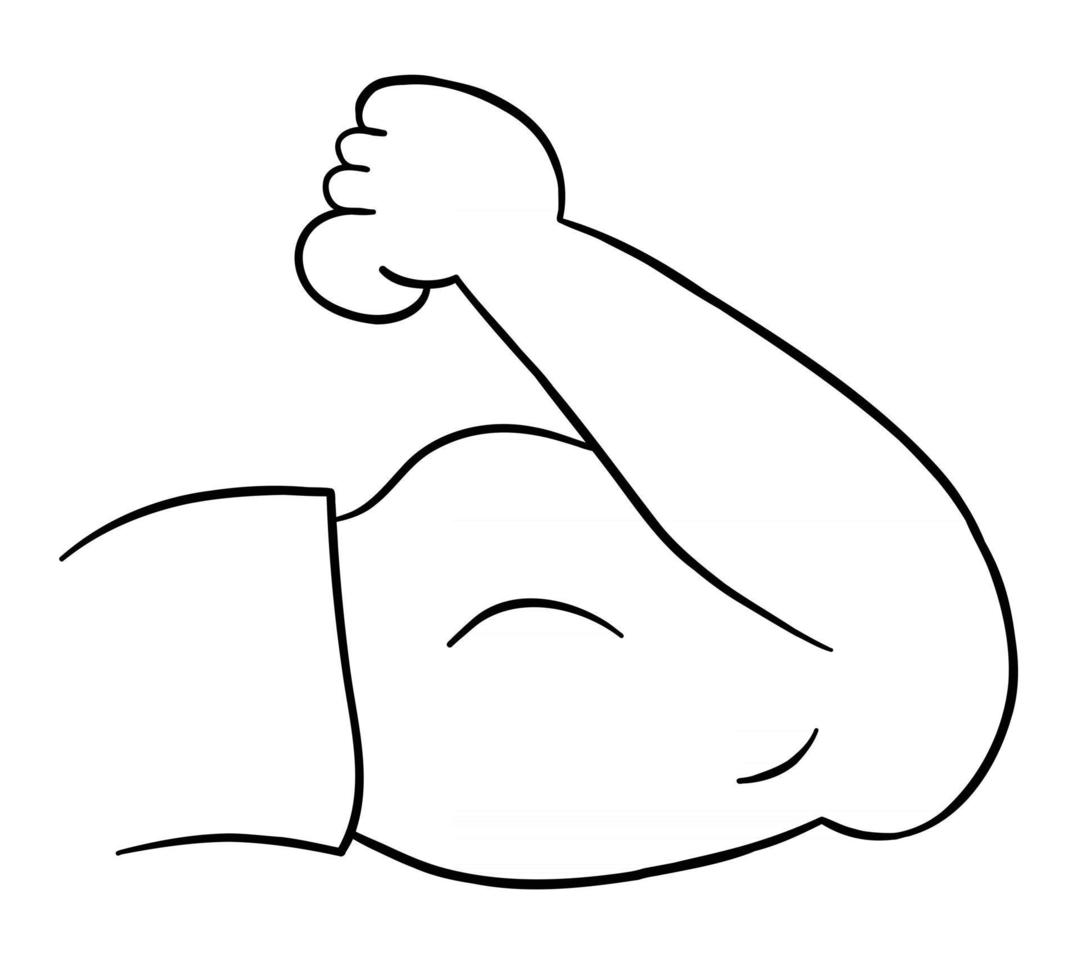 Ilustración de vector de dibujos animados de bíceps de brazo musculoso fuerte