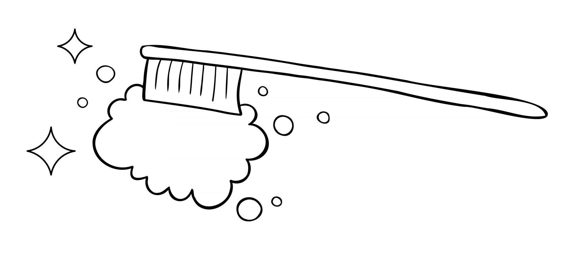 Cartoon Vector Illustration of Toothbrush and Foam