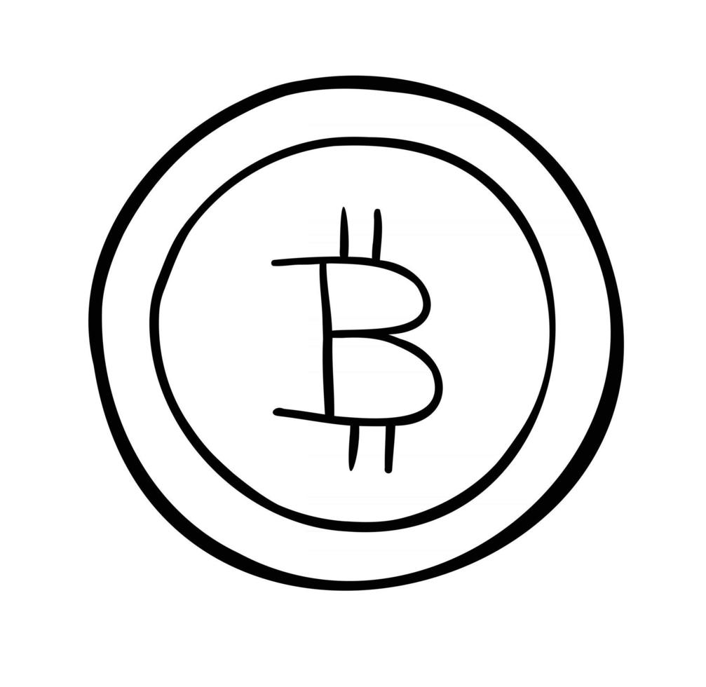Cartoon Vector Illustration of Bitcoin Coin