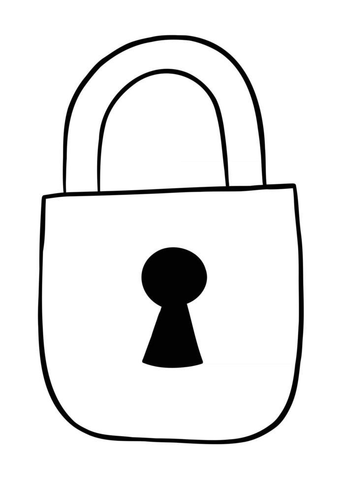 Cartoon Vector Illustration of Closed Padlock