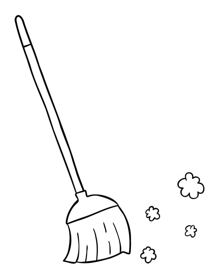 Cartoon Vector Illustration of Broom and Cleaning