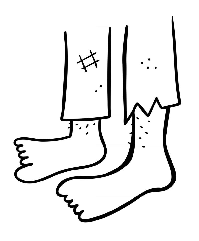 Cartoon Vector Illustration of Homeless Without Shoes