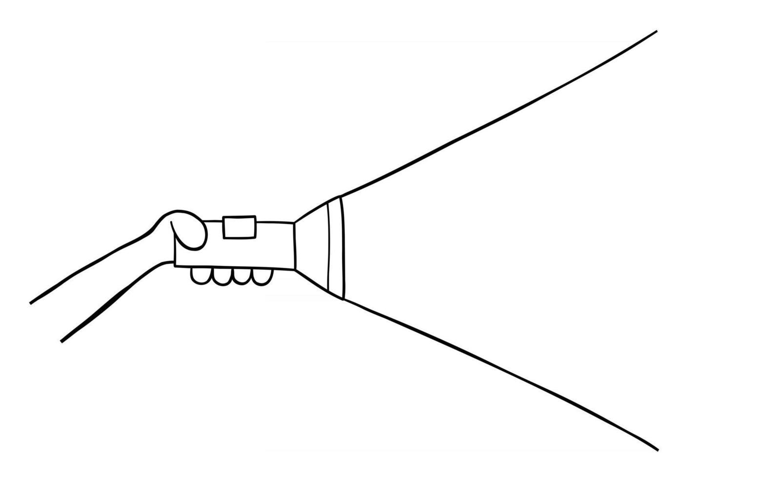 Cartoon Vector Illustration of Holding Flashlight