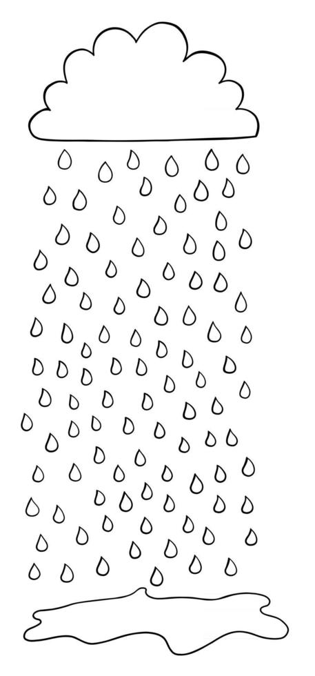 Cartoon Vector Illustration of Cloud and Rain