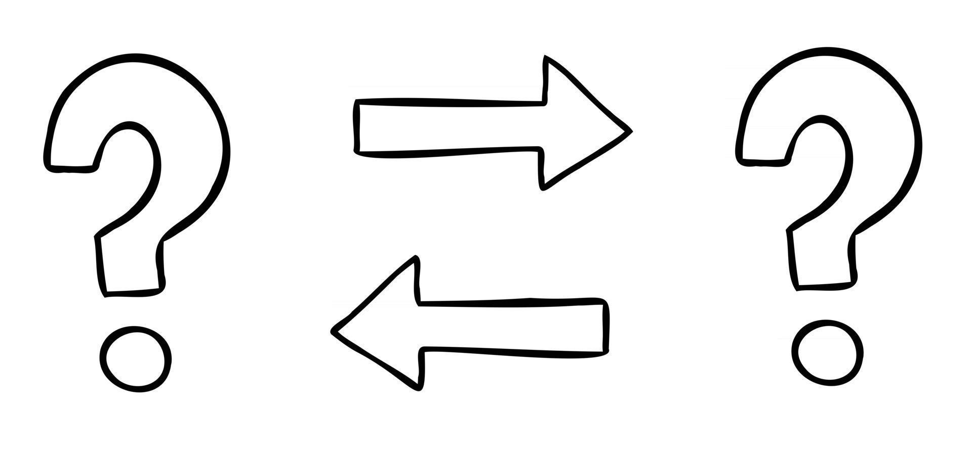 ilustración vectorial de dibujos animados de dos signos de interrogación e intercambio vector