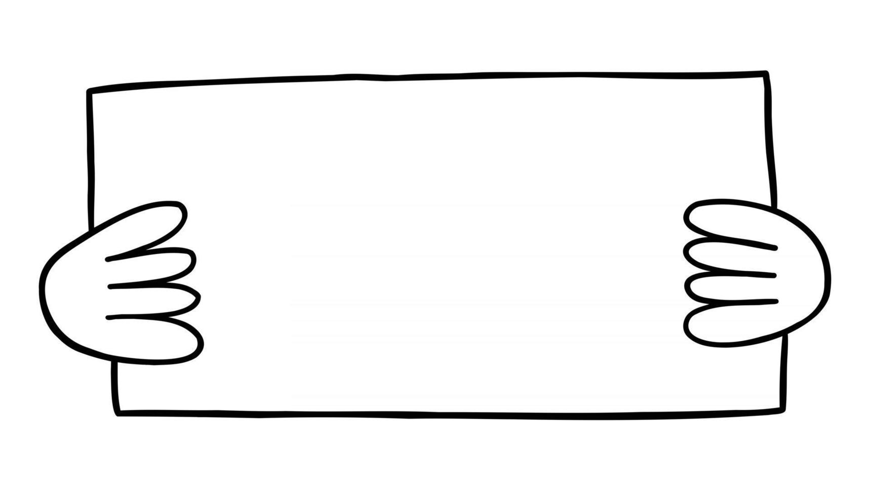 Cartoon Vector Illustration of Holding Blank Sign