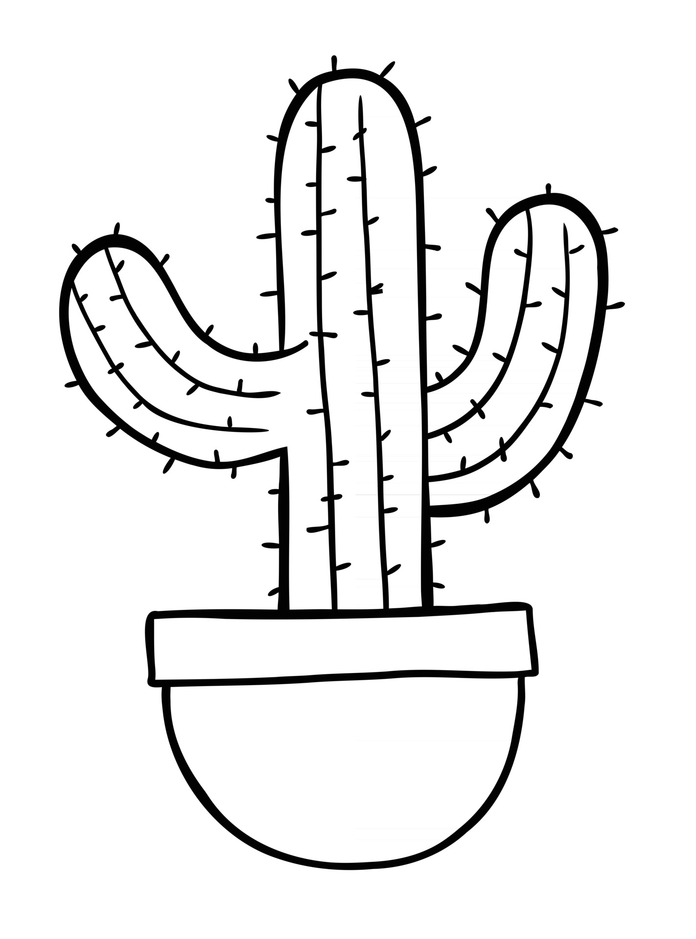 free black and white cactus clipart outline