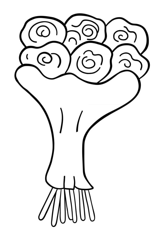 Cartoon Vector Illustration of a Bouquet of Roses