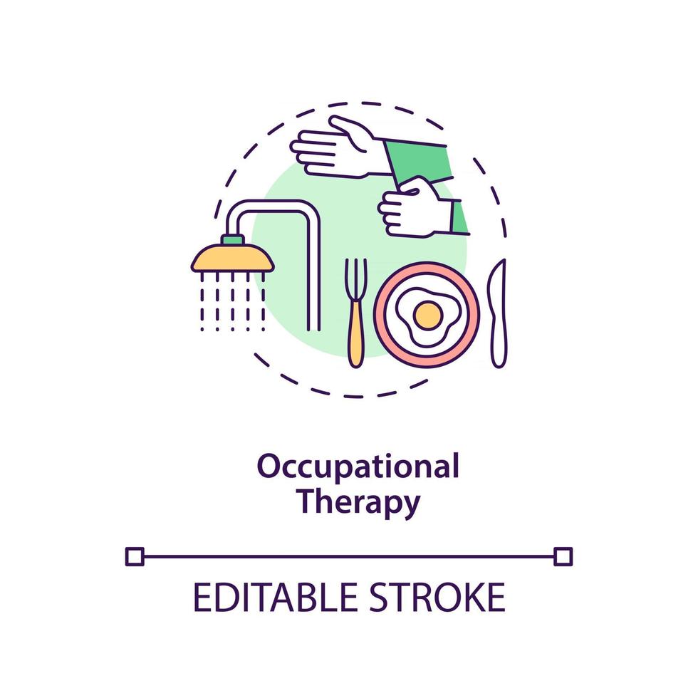 Occupational therapy concept icon. Autistic behavior treatment abstract idea thin line illustration. Daily living skills development. Vector isolated outline color drawing. Editable stroke
