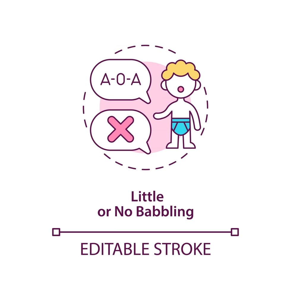 Little and no babbling concept icon. Autism sign in kids abstract idea thin line illustration. Delayed speech. Problems with making sounds kinds. Vector isolated outline color drawing. Editable stroke