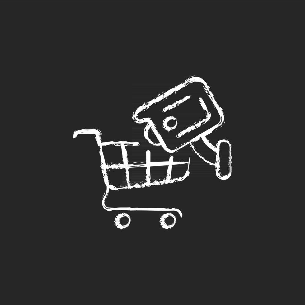 Tracking customers with surveillance camera chalk white icon on dark background. Shoplifting prevention. Protecting staff against robbery attacks. Isolated vector chalkboard illustration on black