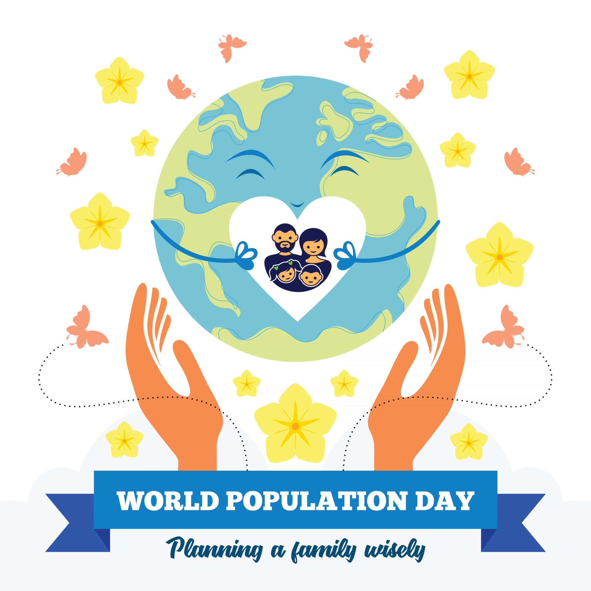 Poster of the world population day with message of family planning