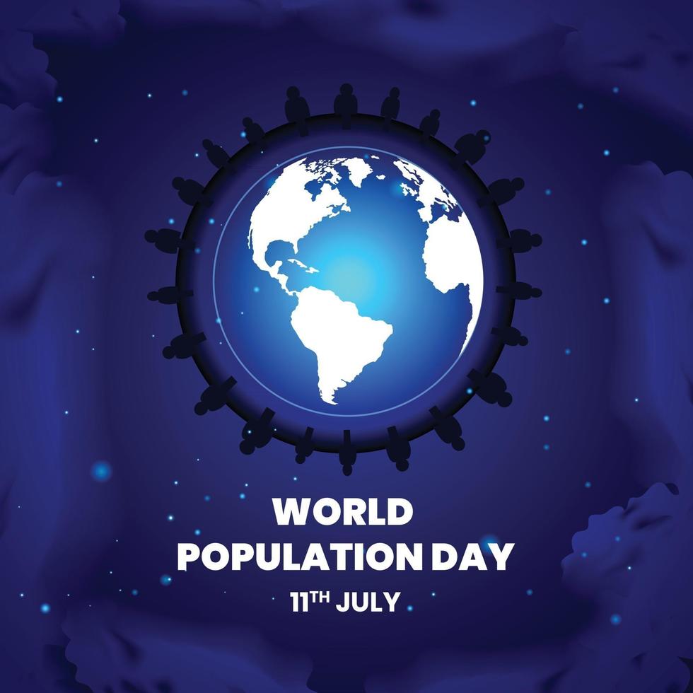 Poster of world population day with earth vector