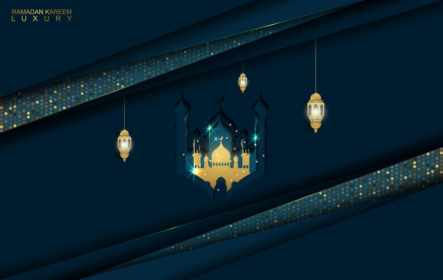 Navy Dark Abstract Luxurious Background. Ramadan Kareem Abstract Greeting Background. vector