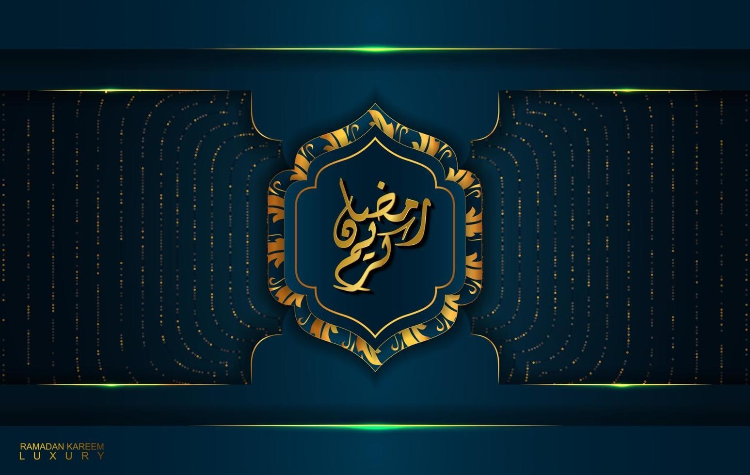 Ramadan Kareem in luxury style with Arabic calligraphy. Luxury golden mandala on dark blue background for Ramadan Mubarak vector