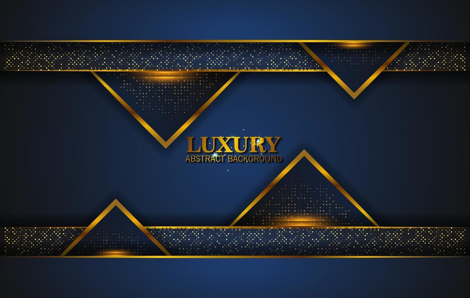 Luxury Abstract, 3d background with dark blue paper layers. Elegant decoration, Vector shape geometric, Golden Glittering, Glitter Gold.