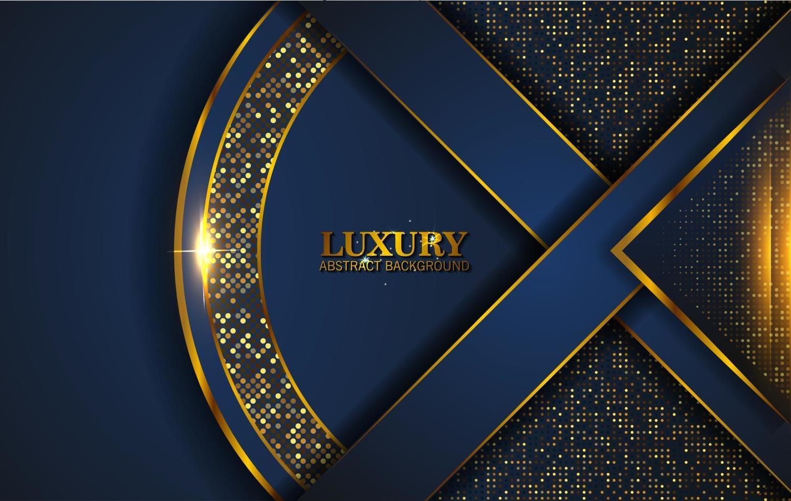 Luxury Abstract, 3d background with dark blue paper layers. Elegant decoration, Vector shape geometric, Golden Glittering, Glitter Gold, Sparkling background. Graphic design element.