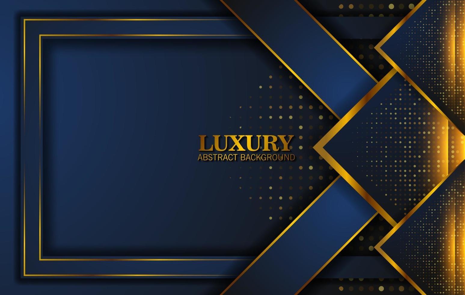 Luxury Abstract, 3d background with dark blue paper layers. Elegant decoration, Vector shape geometric, Golden Glittering, Glitter Gold, Sparkling background. Graphic design element.