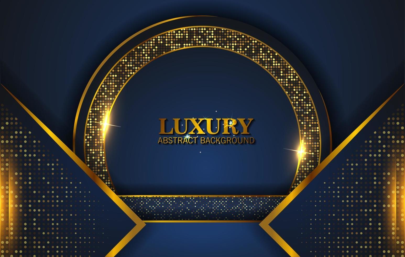 Luxury Abstract, 3d background with dark blue paper layers. Elegant decoration, Vector shape geometric, Golden Glittering, Glitter Gold, Sparkling background.