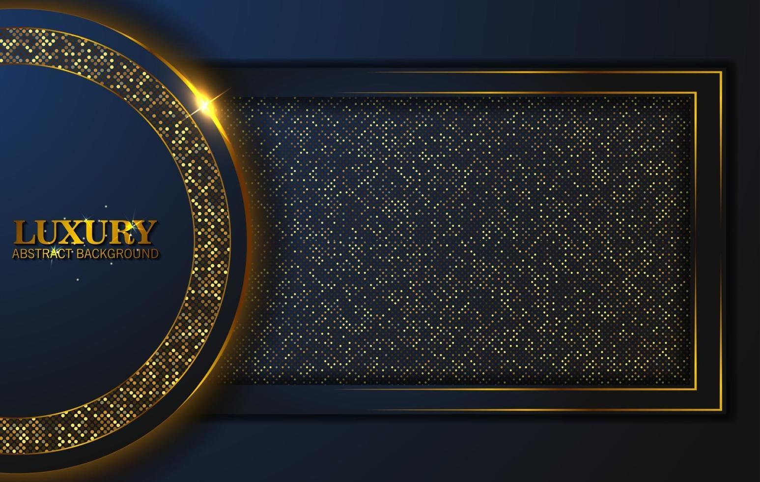 Luxury Abstract, 3d background with dark blue paper layers. Elegant decoration, Vector shape geometric, Golden Glittering, Glitter Gold, Sparkling background. Graphic design element.