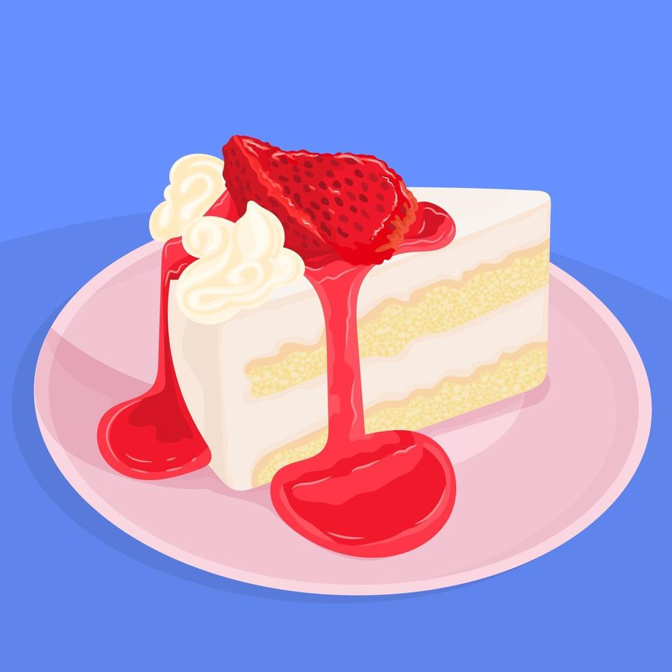 Delicious shortcake with strawberries vector