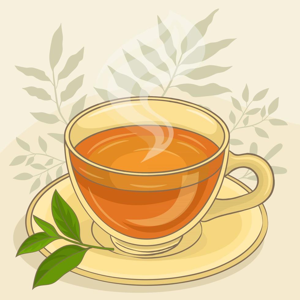 taza de vidrio de té aromático caliente vector