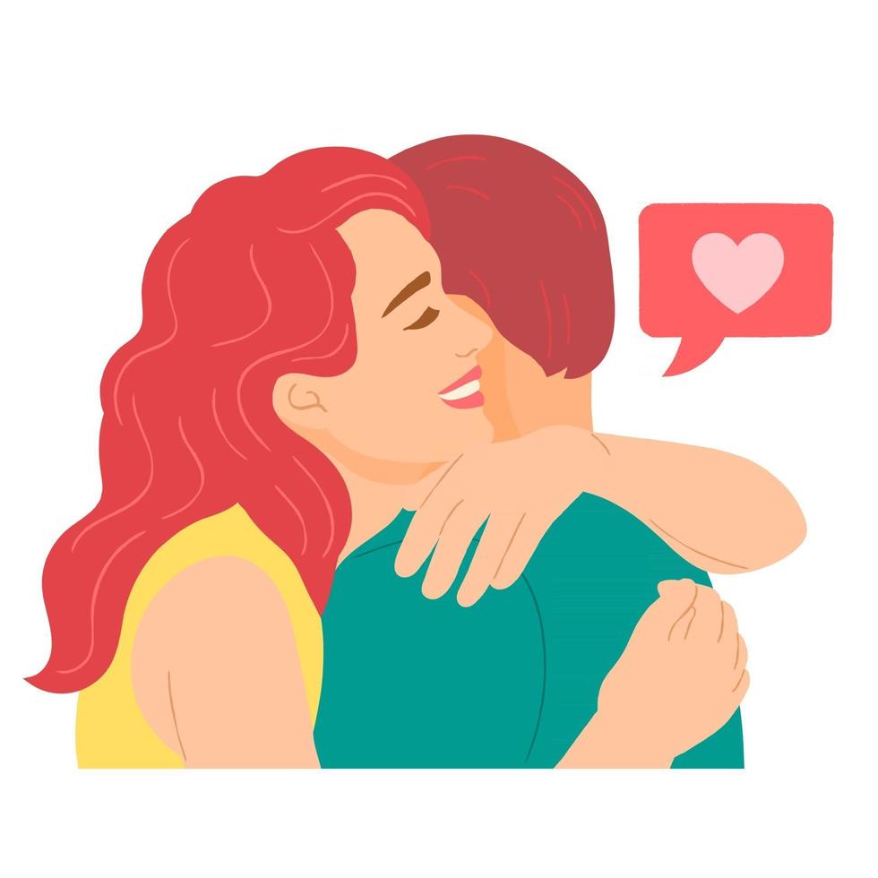 Couple looking to each other with love and tenderness. Romantic scene of people dating. vector