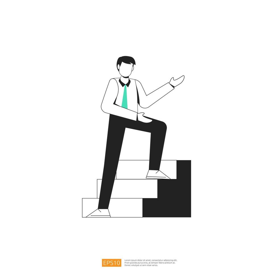 businessman or young man worker character pose with hand gesture in flat style isolated vector illustration