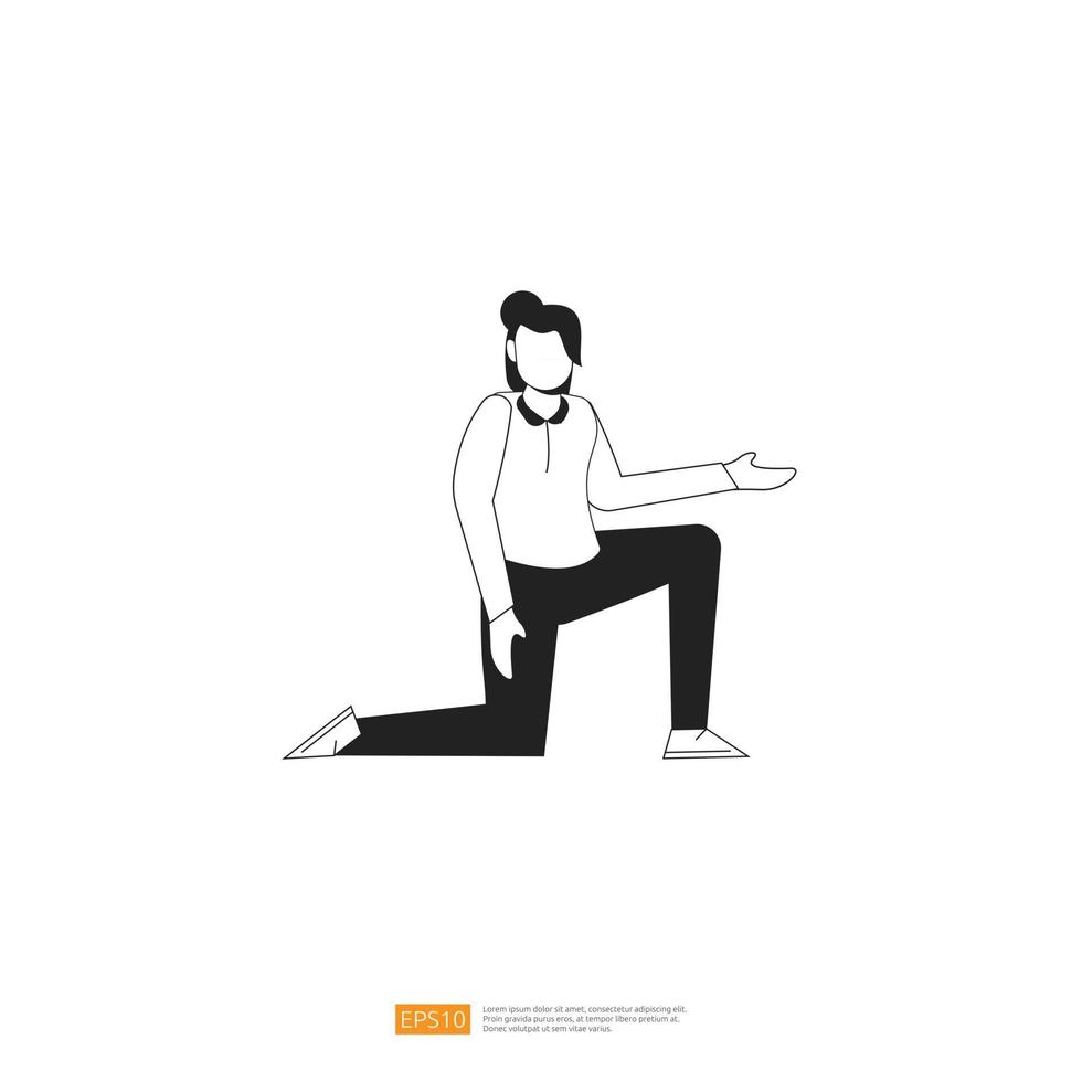 businesswoman or young lady worker character pose with hand gesture in flat style isolated vector illustration