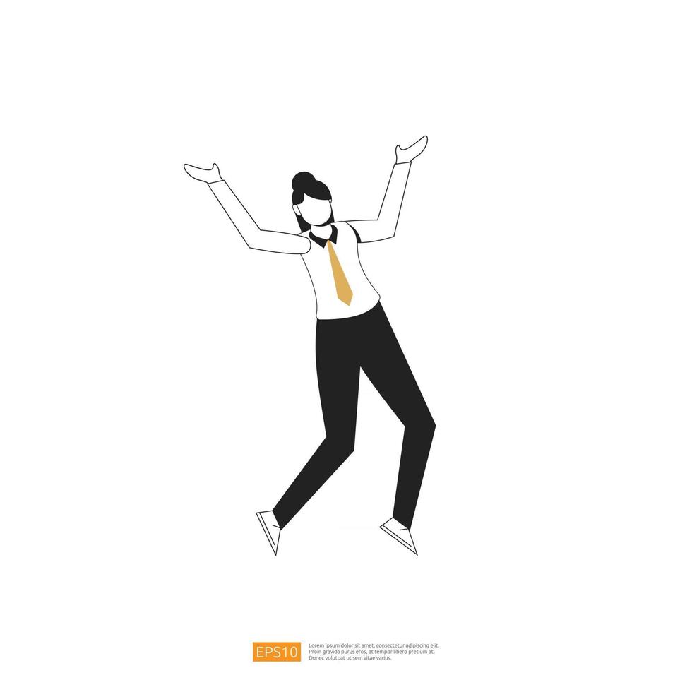 businesswoman or young lady worker character pose with hand gesture in flat style isolated vector illustration