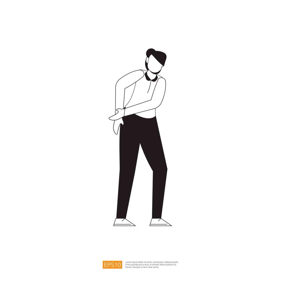 businesswoman or young lady worker character pose with hand gesture in flat style isolated vector illustration