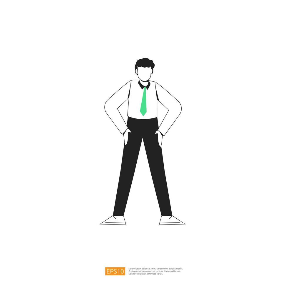 businessman or young man worker character pose with hand gesture in flat style isolated vector illustration