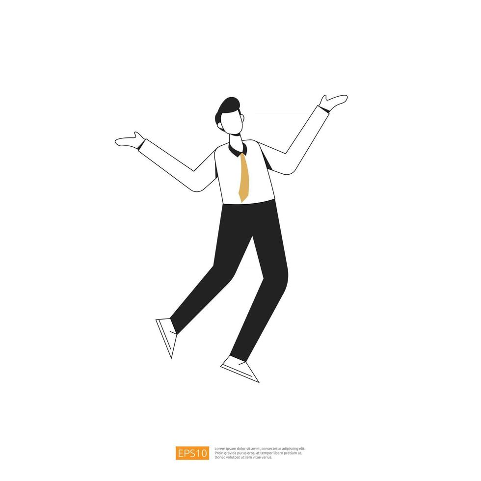 businessman or young man worker character pose with hand gesture in flat style isolated vector illustration