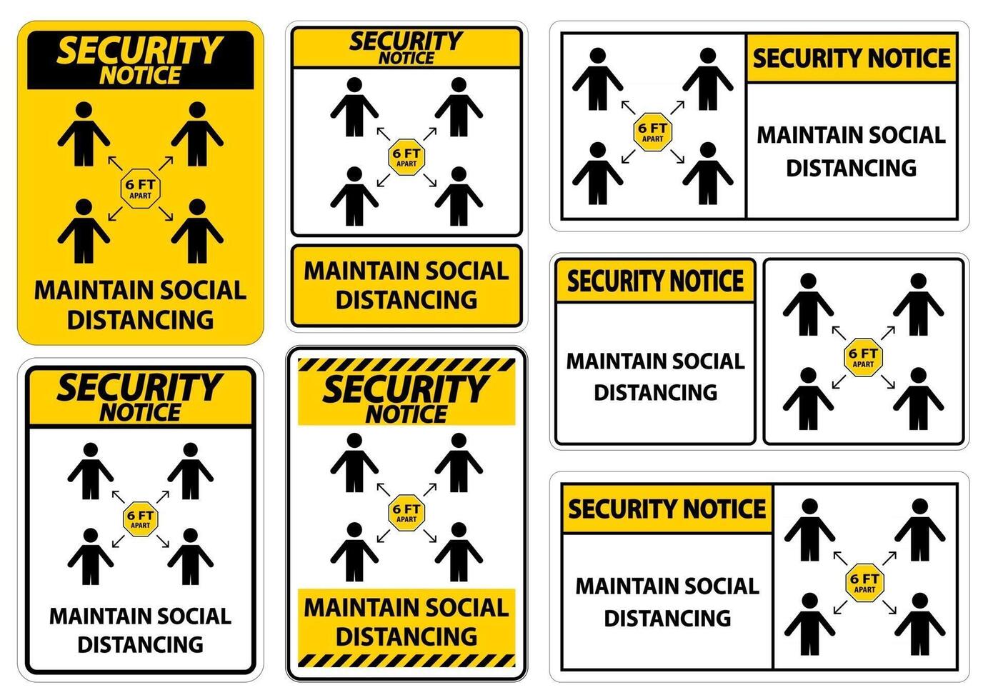 Security Notice Maintain social distancing, stay 6ft apart sign,coronavirus COVID-19 Sign Isolate On White Background,Vector Illustration EPS.10 vector