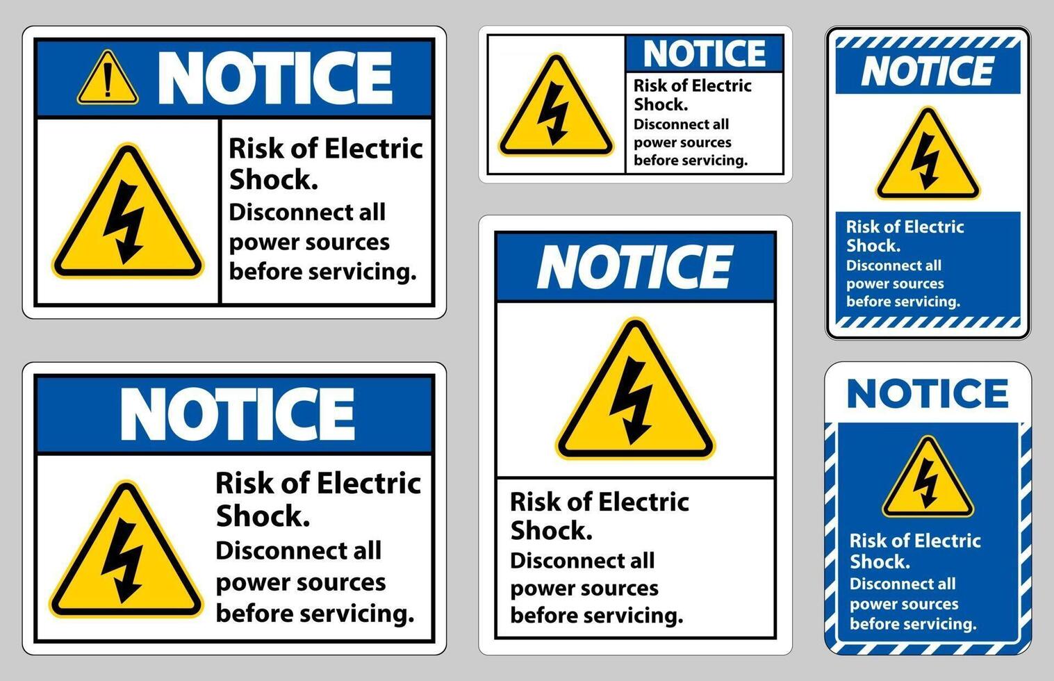 Aviso de riesgo de descarga eléctrica símbolo signo aislar sobre fondo blanco. vector